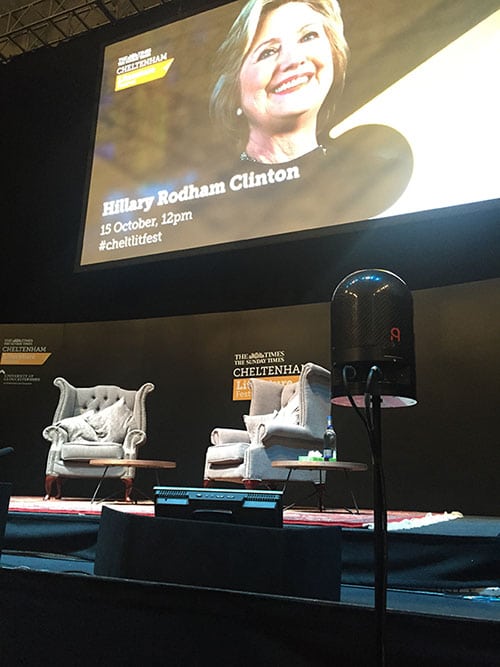 Hillary Rodham Clinton at the 2017 The Times and The Sunday Times Cheltenham Literature Festival